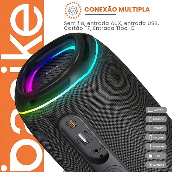 Imagem de Caixa De Som Bluetooth Portátil Basike BA-RAD017 - 30W 4000mAh